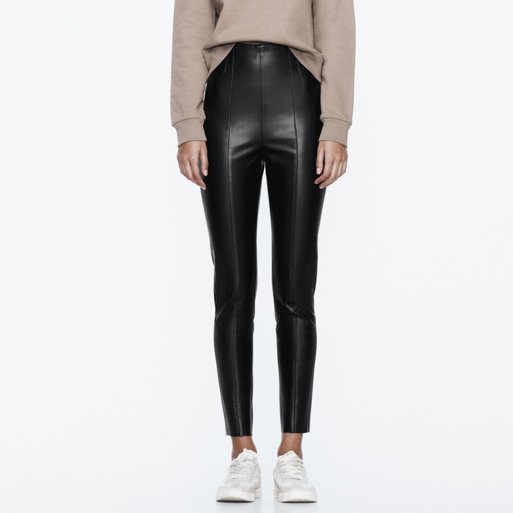 Zara Midwaist Vegan Leather Leggings